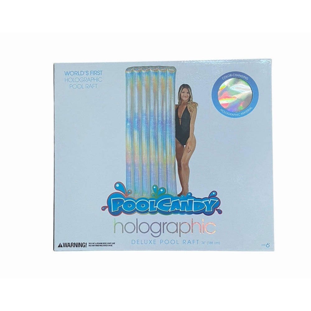 Pool Candy 74" Holographic Deluxe Glitter Pool Float Summer Raft NEW